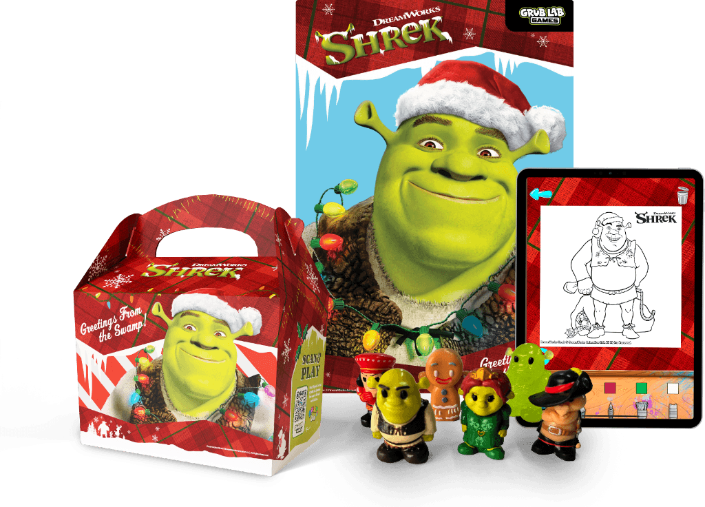 The Grub Lab Shrek Ooshies pack — festive meal box and six collectible figures